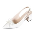 thumbnail image 2 of YTCAMLO Chunky Slingback Heels for Women, Fashion Pointed Toe Bow Tie Block Heel Pumps, Office Wedding Party Dress Shoes, 2 of 9