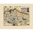 thumbnail image 2 of Ortelius 24x20 Black Ornate Wood Framed with Double Matting Museum Art Print Titled - Switzerland - Ortelius 1560, 2 of 4