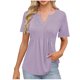 thumbnail image 1 of Camisas de Manga Corta para las Mujeres Casual Color Sólido Plisado V-Cuello Blusas, Moda Verano Top para Diario Y Fiesta, 1 of 7