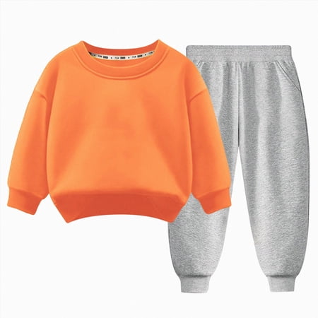 Ccpelsie Toddler Baby Boys 2-Piece Comfortable Soft Fall Winter Sweater & Pant Sets(Orange 9-10 Years)