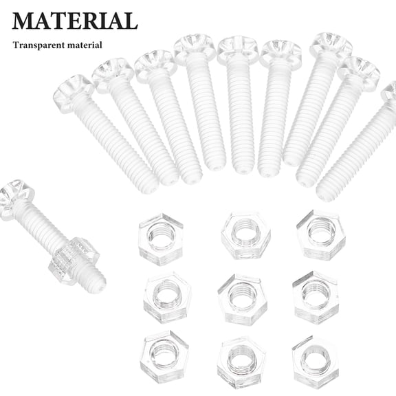 LOLIPPYY 10 Sets Clear Acrylic Bolt Screws and Nuts Furniture Fasteners Hardware for Wood Assembly