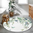 thumbnail image 4 of Spring Floral Round Living Room Rugs 4 ft, Watercolor Blue Flower Rustic Eucalyptus Leaves Washable Area Rug with Non-Slip Sturdy Edge Binding Round Carpet for Entryway Kitchen Bedroom Bathroom, 4 of 9