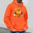 thumbnail image 2 of WREESH Graphic Hoodies for Men Thanksgiving Turkey Print Long Sleeve Casual Streetwear Pullover Sweatshirt with Pocket Orange, 2 of 5