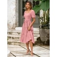thumbnail image 3 of Vestido BerryGo Summer 2025, casual, midi fruncido, rosa para mujer, 3 of 7