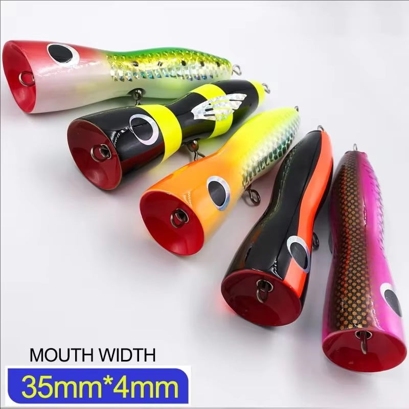 WD104 Popper Fishing wood lure 65g 17cm TopWater Artificial Bait Trolling Popper Dep sea fishing lure Solid wooden Hard bait