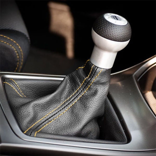 Brand New Universal Carbon Fiber Leather PVC Style Purple Stitch Leather Gear Manual Shifter Shift Knob Boot