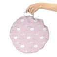 thumbnail image 2 of Travel Round Floor Cushion with Handle, Pastel Tone Scene of Luggage Suitcase Passport Playful Doodle Like Pattern, Decorative Pillow for Living Room & Dorms, 18" Round, Pale Pink White, by Ambesonne, 2 of 4