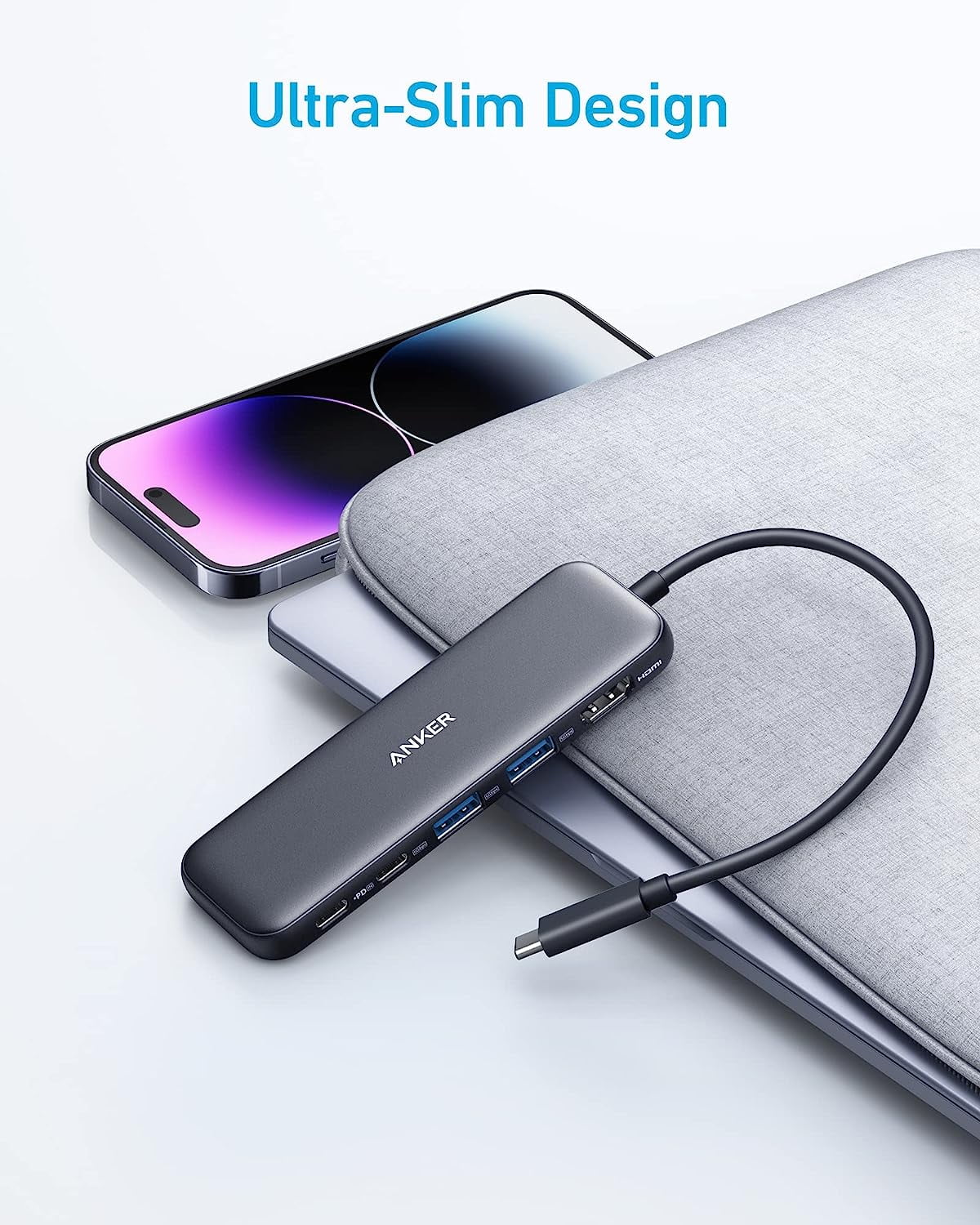 Anker USB C Hub, 5-in-1 USBC to HDMI Splitter with 4K Display, 1 x Powered USB-C 5Gbps & 2×Powered USB-A 3.0 5Gbps Data Ports Compatible for MacBook Pro, MacBook Air, Dell and More