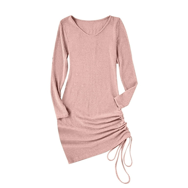pink christmas sweater dress Pink Wool Blend Maxi Sweater Dress Turtleneck Plus Size with Pockets #35261