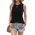 thumbnail image 3 of Women's Sleeveless Tank Tops T-Shirts Loose Crew Neck Basic Blouses Tunic for Casual Summer Black M, 3 of 10