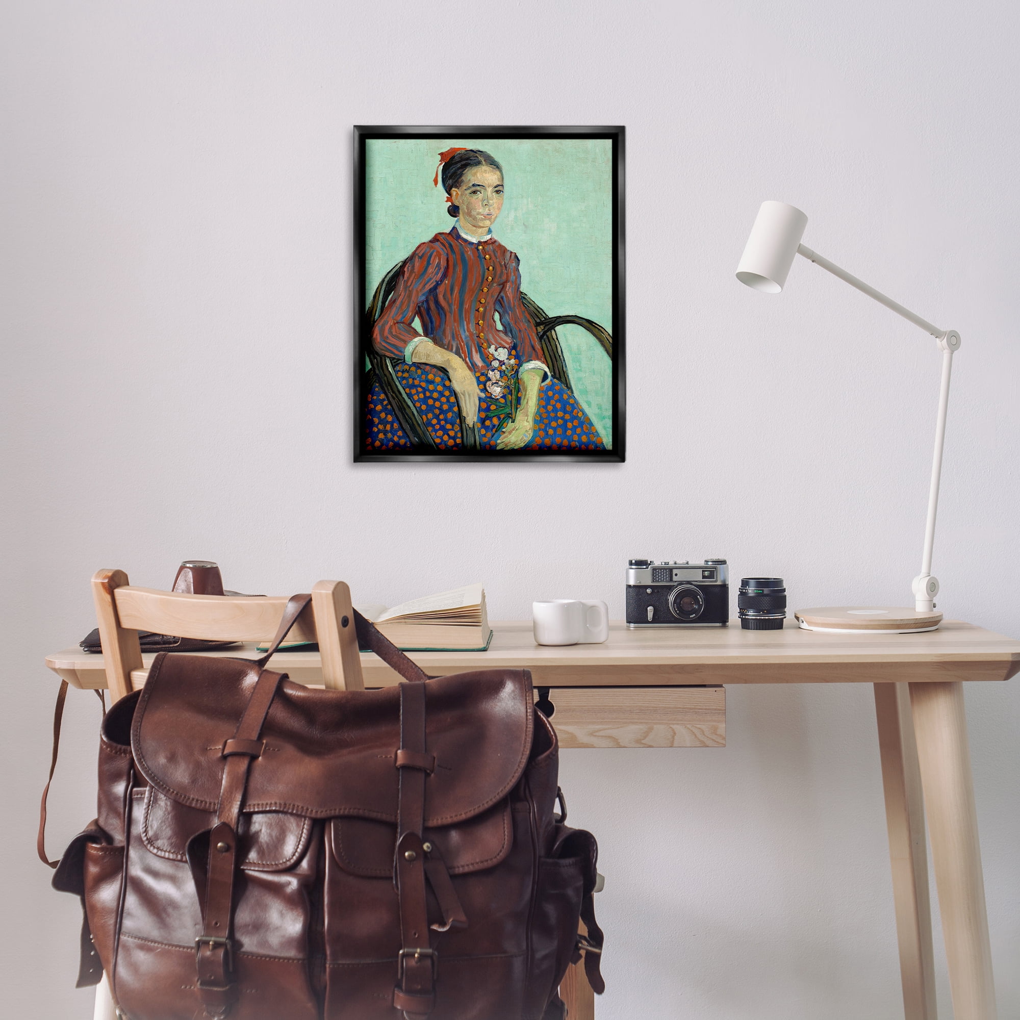 Stupell Industries Van Gogh Lady Mousme People Painting Black Floater Framed Canvas Art Print Wall Art, 25 x 31