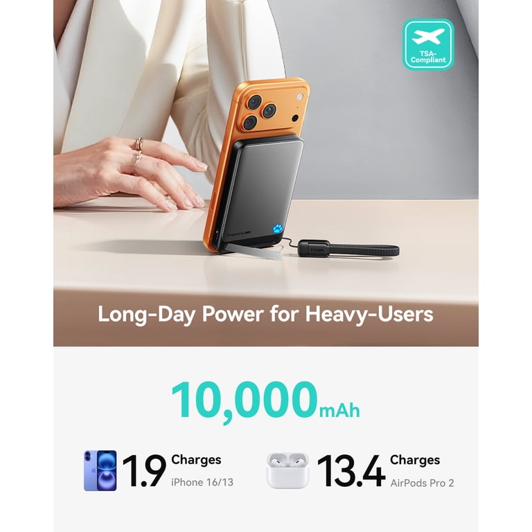 INIU 10000mAh Qi2 Magnetic Power Bank White photo 4