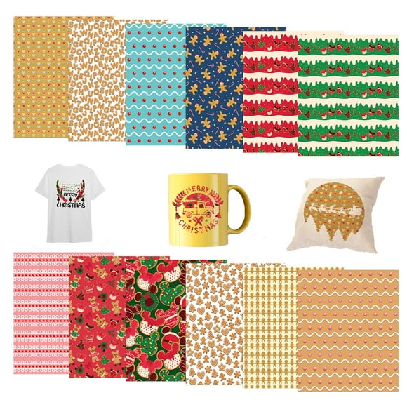 Papel de transferencia tintnut para sublimación, 12 hojas, 30 x 25 cm, navideño