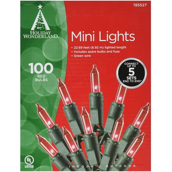 Holiday Wonderland 4003-88A Christmas 100-Light Set, Mini, Red - Quantity 1