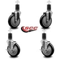 thumbnail image 2 of 5 Inch Black Poly Wheel Swivel 1-5/8 Inch Expanding Stem Caster Set 2 Brakes SCC, 2 of 2
