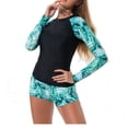 thumbnail image 5 of Amzcrzy Womens Rash Guard long sleeve Two Piece Swimsuit for Women, Floral Print Sleeves & Matching Boyleg Shorts, Upf 50+ Athletic Swimwear for Surfing Swimming, 5 of 8