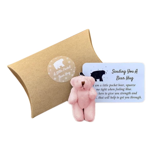 Algodón Little Pocket Bear Hugs Craft Love Animals Juguetes de peluche Regalos para fiestas (rosa)