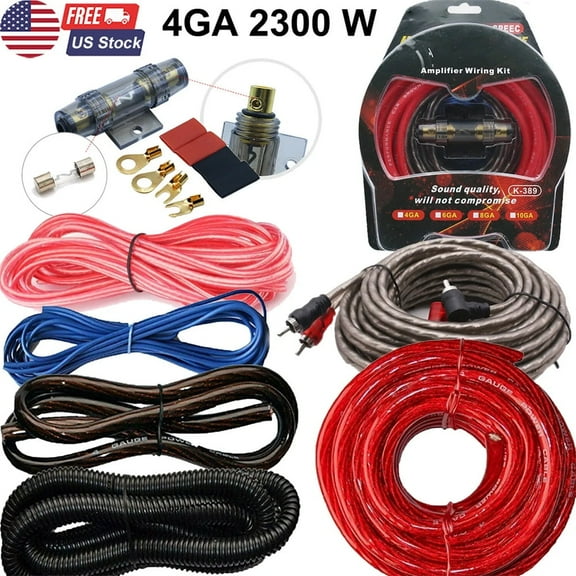 4 Gauge Car Audio Cable Kit Amplifier Install Amp RCA Subwoofer Sub Wiring 2300W