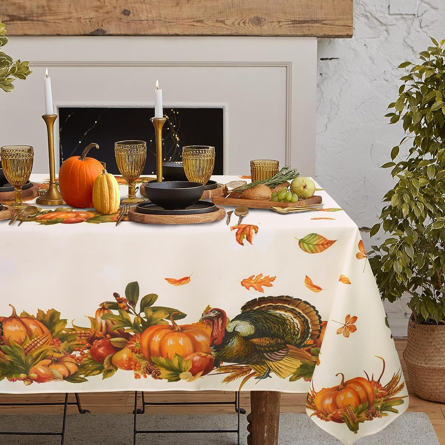 Fall Thanksgiving Tablecloth for Round,Oval,Rectangle Tables,Waterproof ...