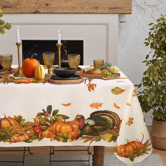 Fall Thanksgiving Tablecloth for Round,Oval,Rectangle Tables,Waterproof Fall Table Cloths for Dining Room Indoor Outdoor Table Cover - 60x102 Inch