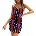 thumbnail image 1 of Robe Rouge Rose Mod Cercles Col Carré Robe d'Été Douce Femmes Élégante Robe Imprimée Dos Nu Rouge Rose Noir Mod Cercles Style Mod, 1 of 5