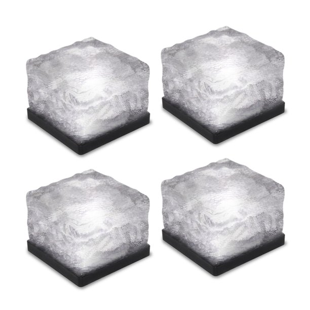 Luz al aire libre Tomshine 4 piezas IP65 resistente al agua Sensor de luz creativa de piedra de cristal de hielo del cubo de energía solar de cristal de la lámpara LED de la noche de ladrillo de patio Tomshine Luz al aire libre