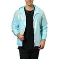thumbnail image 1 of CHAQUETA METÁLICA INSPIRE CHIC para Hombre con Cremallera y Capucha Ligera Brillante Holográfica 2XL Azul Menta, 1 of 8