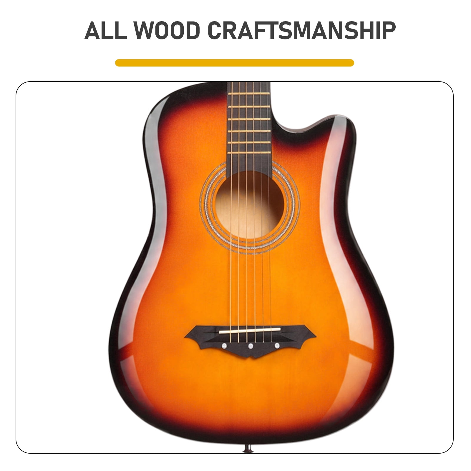 38in Acoustic Guitar with Picks, Strings, Capo, Case, Tuner, and Strap