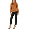 thumbnail image 2 of Allegra K Women's Satin Ruffle Tie Neck Long Sleeve Work Office Blouse Top, 2 of 6