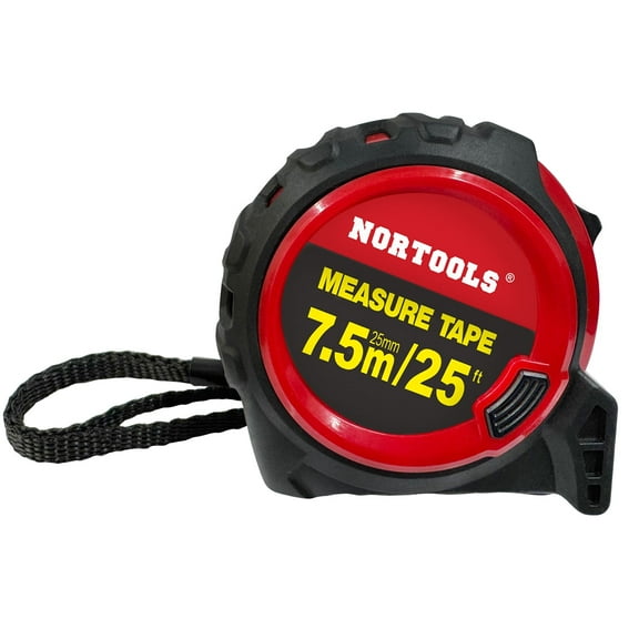 NORTOOLS Tape Measure 25 Ft/7.5mx25mm ABS Case,Self-Locking Blade