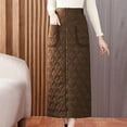 thumbnail image 4 of Womens Winter High Waist A-Line Pleated Midi Skirt Solid Color Thick Down Cotton Skirt Mid Length Skirt Khaki XL(XXXL), 4 of 5