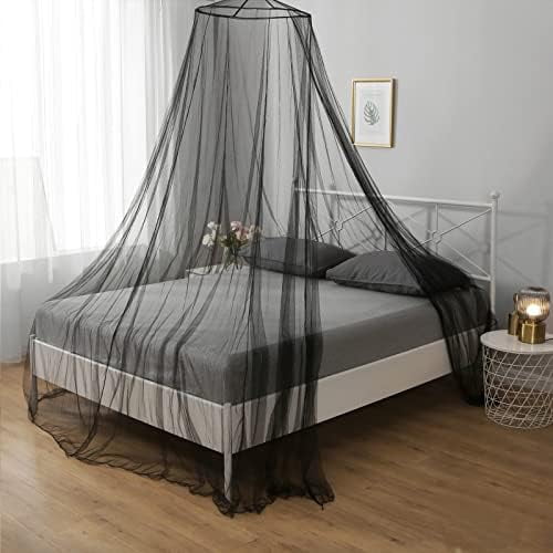 Mosquito Net Bed Canopy for Girls,King Canopy Bed Curtains Queen Size from Ceiling,Dome Mosquito Netting Bed Tent Twin Girls Canopy Bed Decor for Baby Crib,Kid Bed and Adult Beds (Black Dome)
