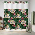 thumbnail image 6 of No Hook Shower Curtain with Built-in Rings - Tropical Motivational Washable Waterproof Fabric Bathroom Curtains for Hotel,Rentals, 66 X 72 Inch Long , Hello Summer Hat Tropical Plants Green, 6 of 9