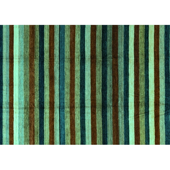 Ahgly Company Machine Washable Indoor Rectangle Abstract Turquoise Blue Modern Area Rugs, 7' x 9'