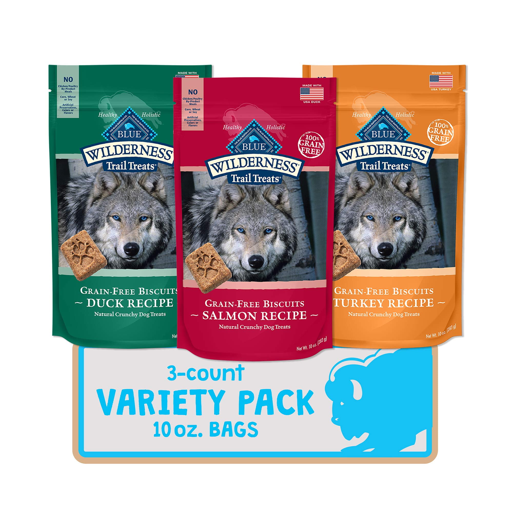 Blue Buffalo Wilderness Trail Treats GrainFree Dog Biscuits 3 Flavor Variety Bundle 1 Blue Wilderness Trail Treats Duck 1 Blue Wilderness Trail Treats Turkey and 1 Blue Wilderness Trail Treat Walmart....
