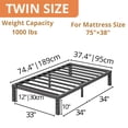 thumbnail image 4 of 12 Inch Heavy-Duty Metal Bed Frame, Upgraded Thickened Fan-Shaped Legs, 1500LBS Capacity, Underbed Storage, Twin/Full/Queen/King/Cal King, Easy Assembly, Black, Sturdy Classic Design, 4 of 10