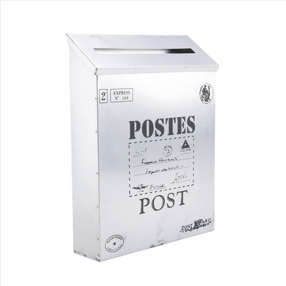 Rollbacks & More Mailbox Vintage Wall Mount Post Letter Box for Outside Antique Metal Rust Mail Holder Silver