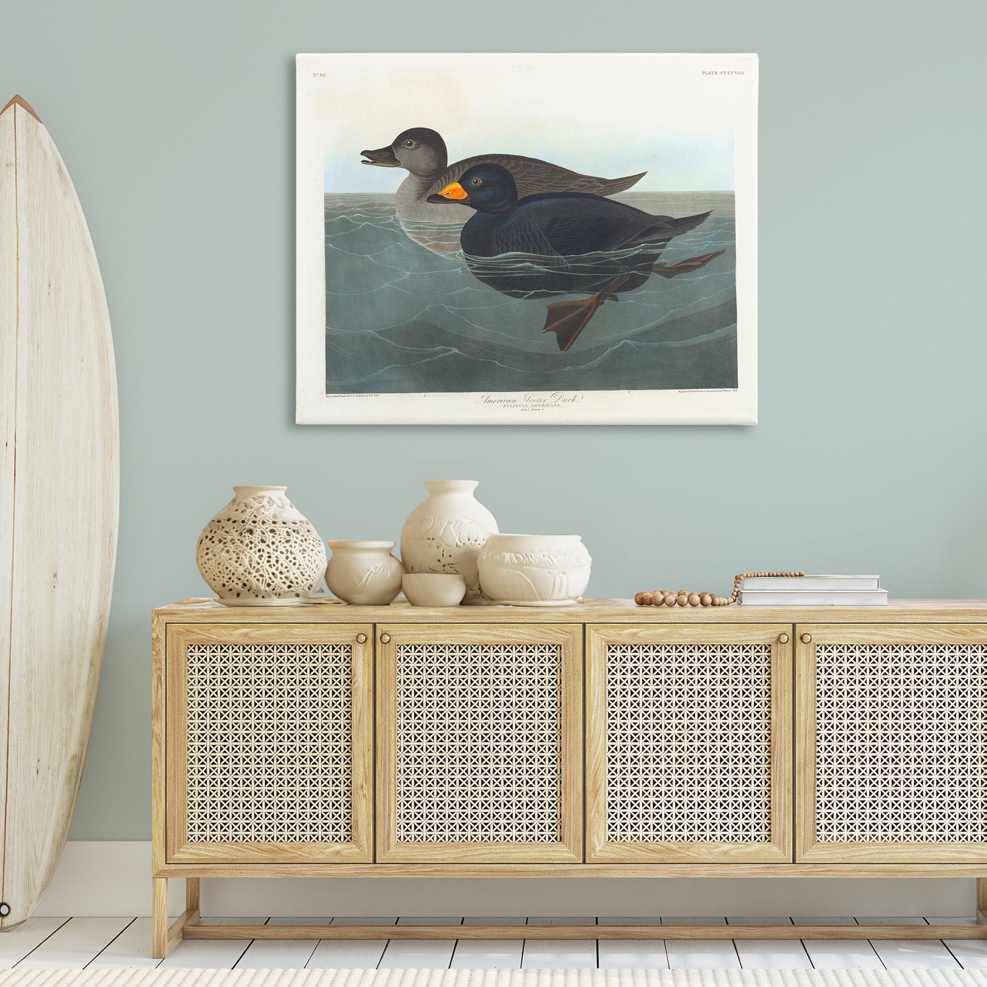Stupell Industries Classic American Scoter Duck Animals Painting Wrapped Canvas Art Print Wall Art, 48 x 36