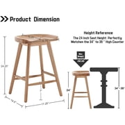 Guyou Backless Counter Stools Set of 4, 24 Inch Rustic Farmhouse Wooden Saddle Stools, Bar Stools for Kitchen Island Bar Bistro, Brown