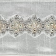 thumbnail image 2 of Vickerman 4" x 5 Yards Silver with Jewels Wired Edge Christmas Ribbon., 2 of 2