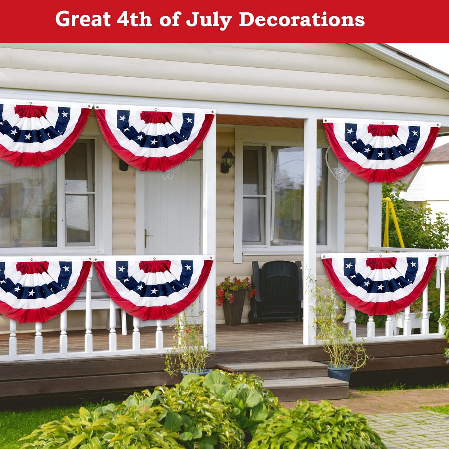 USA Pleated Fan Flag, American Patriotic Flag Bunting 1.5x3Ft for Outside, Bunting Flags Outdoor Indoor for 4th of July Decorations