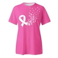 thumbnail image 4 of Lroveb Breast Cancer Awareness Shirts for Women Elegant Casual Printed Short Sleeve V Neck T Shirt Tops Pink Ribbon Graphic Tees Pink, 4 of 5