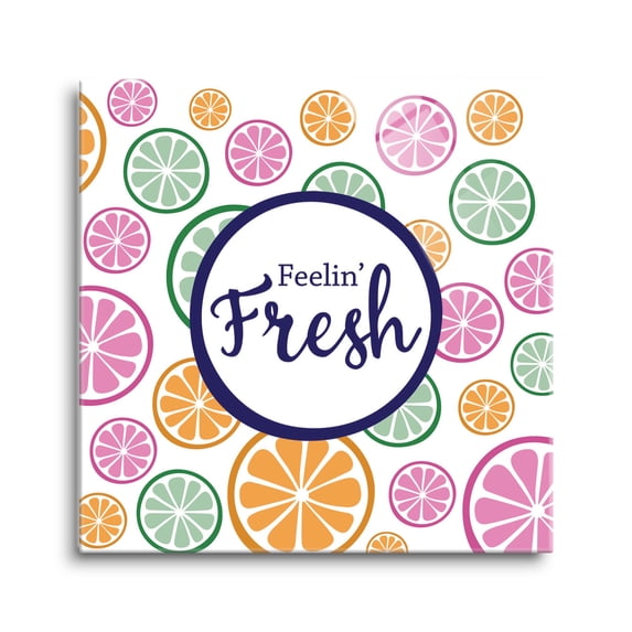 Feelin' Fresh Colorful Citrus Slices 24 x 24 Glass Wall Hanging Sign