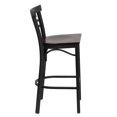 thumbnail image 2 of HERCULES Series Black Two-Slat Ladder Back Metal Restaurant Barstool - Mahogany Wood Seat, 2 of 6
