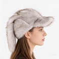 thumbnail image 5 of Sombrero de orejas de conejo cálido de invierno para hombres y mujeres - Gorra de solapa de forro polar sintético para el frío, actividades al aire libre y regalos, 5 of 5