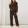 thumbnail image 2 of Picia Music Notes Pattern Women’s Long-Sleeve Sleepwear Set - Soft 2-Piece Loungewear with Pockets, Comfy PJs for Relaxing Nights-Large, 2 of 7