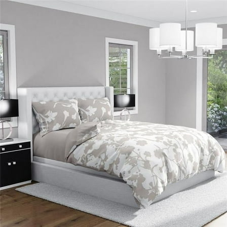 212 Main AB-ILLUS-39 Aura & Belle Illusion Duvet Set, White & Taupe - Twin Size