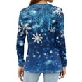 thumbnail image 3 of Fabrcox Christmas Women T Shirts Henley Christmas Snowman Print V Neck Long Sleeve Fall Spring Tops Casual Basic Tees Pullover Shirt Blue XXL, 3 of 3