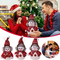 Christmas Snowman Doll Ornament | Soft Plush Standing Figurine | Classic Scarf Carrot Nose | Festive Holiday Decoration | Collectible Decor | 1 Piece | Compact Size