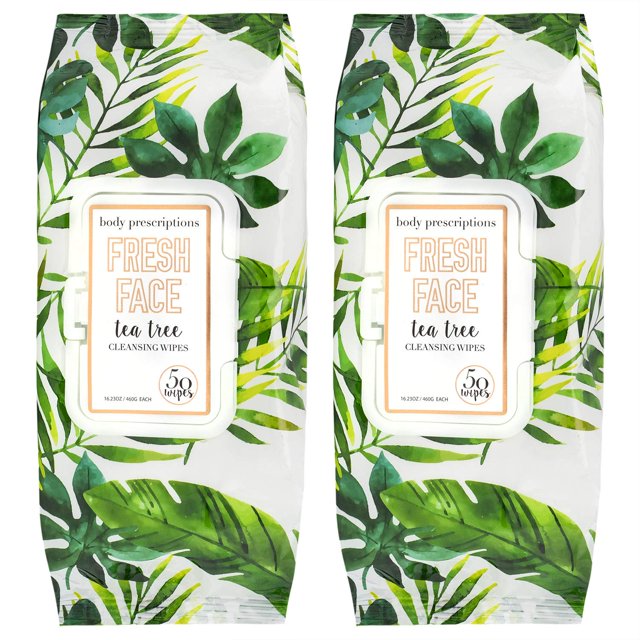 Body Prescriptions Toallitas faciales de árbol de té, toallitas hidratantes de limpieza profunda para la cara, paños de limpieza suaves refrescantes y nutritivos, 50 unidades (paquete de 3) árbol de t